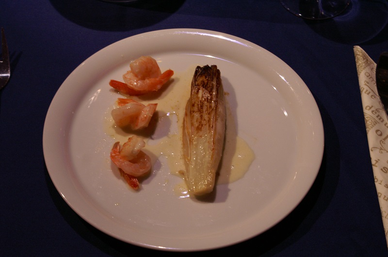 Gamba’s met gekarameliseerde witlof en witlofschuim