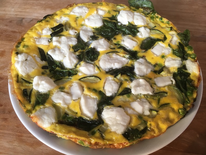 Frittata met spinazie, courgette en geitenkaas